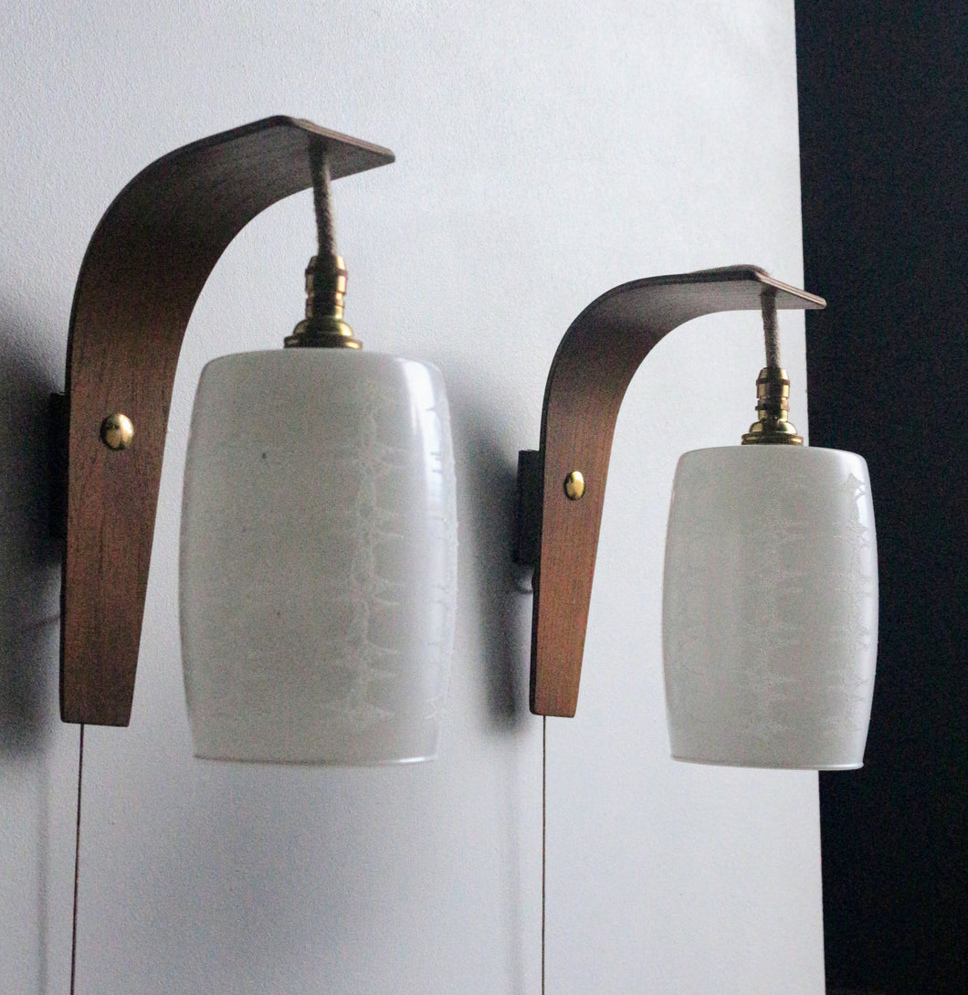 Sold - Pair of 1960's Curved Teak Wall-Lights