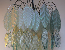 Load image into Gallery viewer, Original Bespoke botanical Chandelier. leaves cascade from 48 branches. These unique glass leaves are created from Recycled glass.
