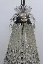 Load image into Gallery viewer, Antique Basket Chandelier - A beautifully patinaed metal framed chandelier with an abundance of crystals.

