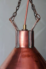 Load image into Gallery viewer, Antique Copper  Funnel light - Stunning Re-purposed Industrial Copper light
