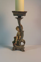 Load image into Gallery viewer, Sold Vintage Cherub Candle Holder, Hand Painted Resin Cherub Candle Holder
