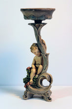 Load image into Gallery viewer, Sold Vintage Cherub Candle Holder, Hand Painted Resin Cherub Candle Holder
