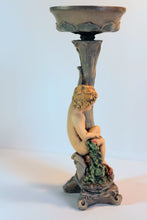 Load image into Gallery viewer, Sold Vintage Cherub Candle Holder, Hand Painted Resin Cherub Candle Holder
