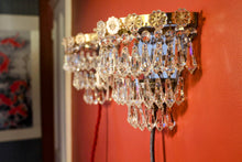 Load image into Gallery viewer, SOLD -Pair of Vintage Wall Lights with a Brass &amp; Glass Flower Detail
