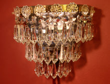 Load image into Gallery viewer, SOLD -Pair of Vintage Wall Lights with a Brass &amp; Glass Flower Detail
