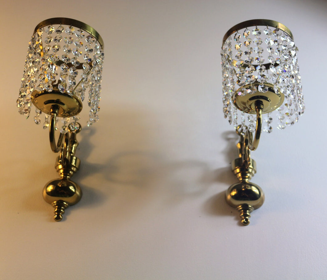 SOLD - Pair of Elegant and Crystal Wall-Lights.