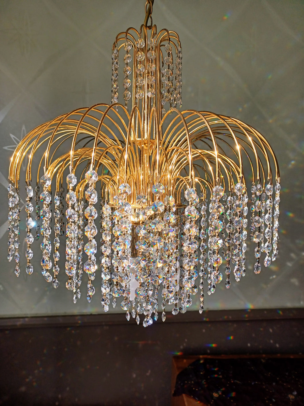 Stunning Mid-Century 5 tier Waterfall Chandelier