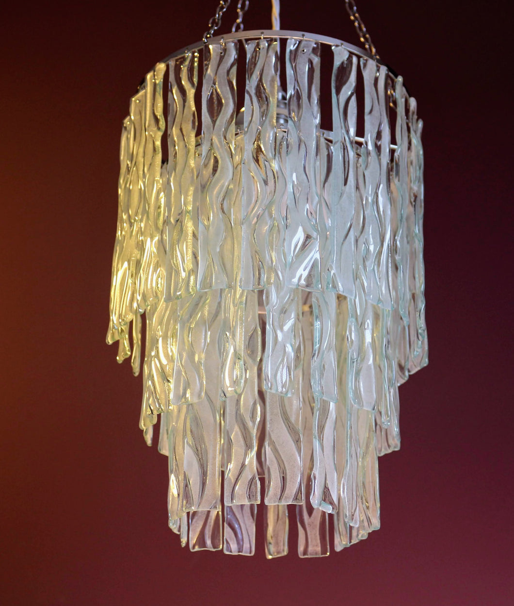 Bespoke Fused Recycled Glass 3 Tier Wave Chandelier