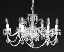 Load image into Gallery viewer, Crystal Clear 6 arm Chandelier  with 2 matching wall lights
