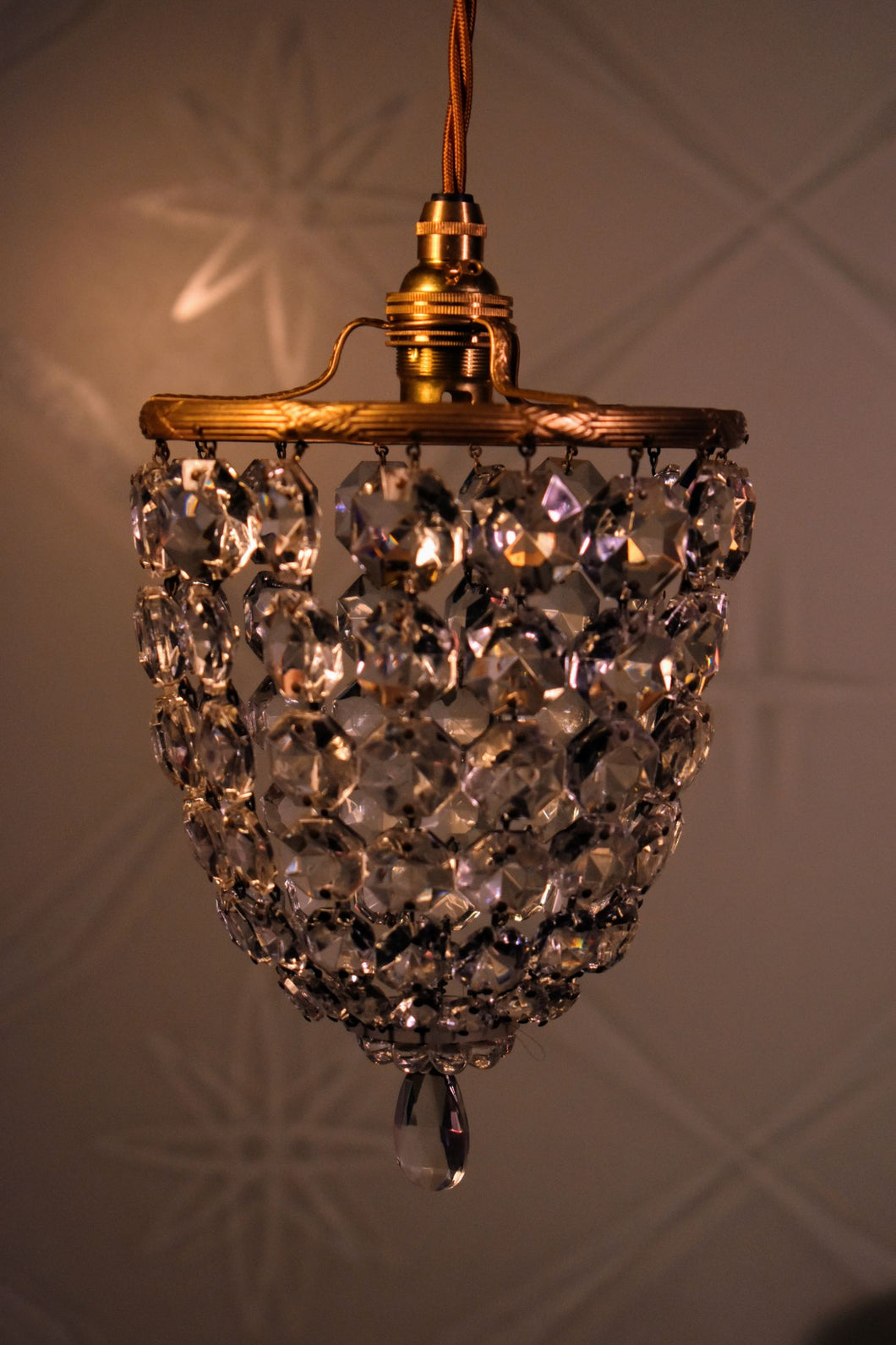 SOLD Stunning Vintage Crystal Bag Chandelier