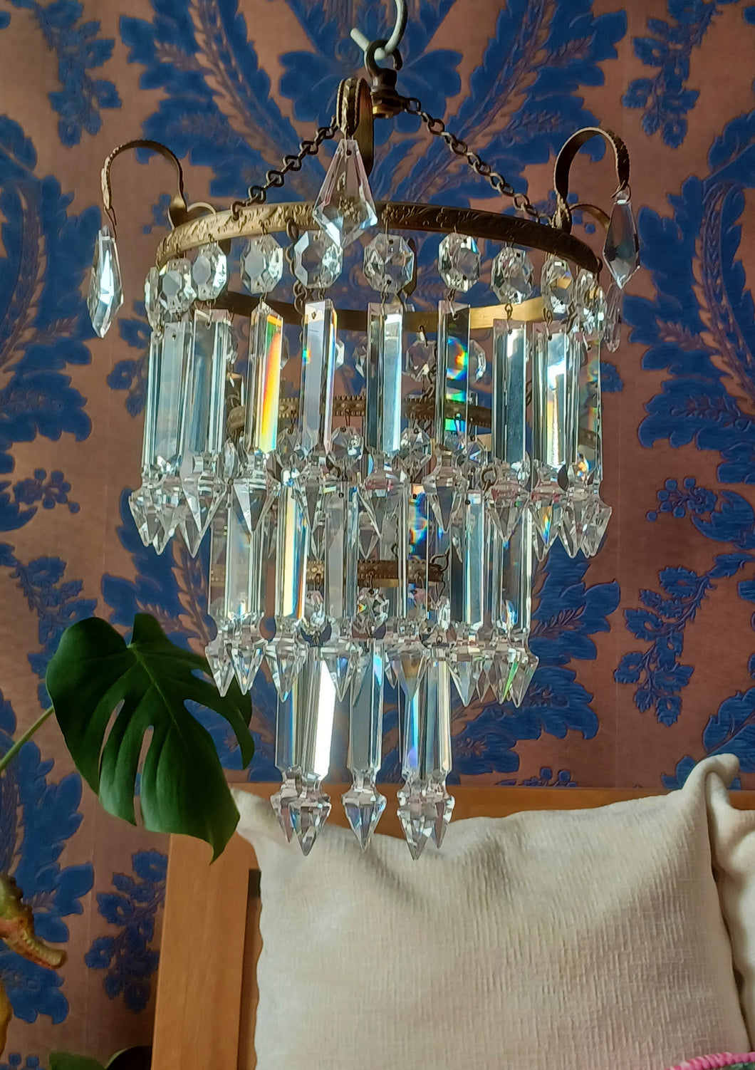 SOLD - Stunning 3 Tier Crown Waterfall chandelier