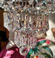 Load image into Gallery viewer, SOLD Stunning 4 Tier Crystal Prism Waterfall Chandelier with Crystal Rose Detailing.
