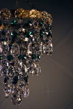 Load image into Gallery viewer, Sold out Vintage Three Tier Chandelier Shade with Emerald Green Crystals
