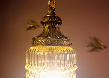 Load image into Gallery viewer, SOLD - Retro 60&#39;s vintage ornate gold glass swag lamp
