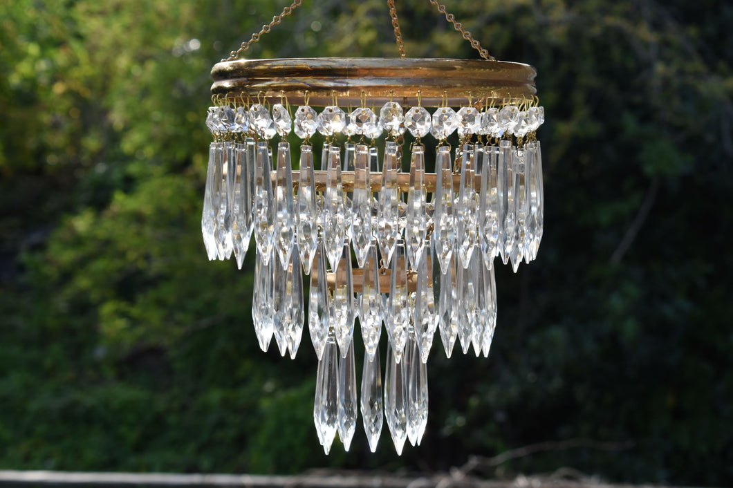 Sold out more stock coming soon Beautiful vintage 3 tier Emess Waterfall Crystal light shade