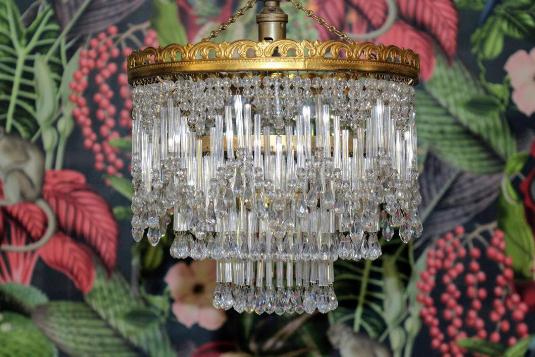SOLD Stunning Art Deco style Vintage 3 Tier Waterfall Chandelier