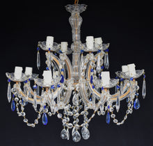 Load image into Gallery viewer, Crystal Marie Therese Chandelier with blue crystal accents
