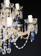 Load image into Gallery viewer, Crystal Marie Therese Chandelier with blue crystal accents
