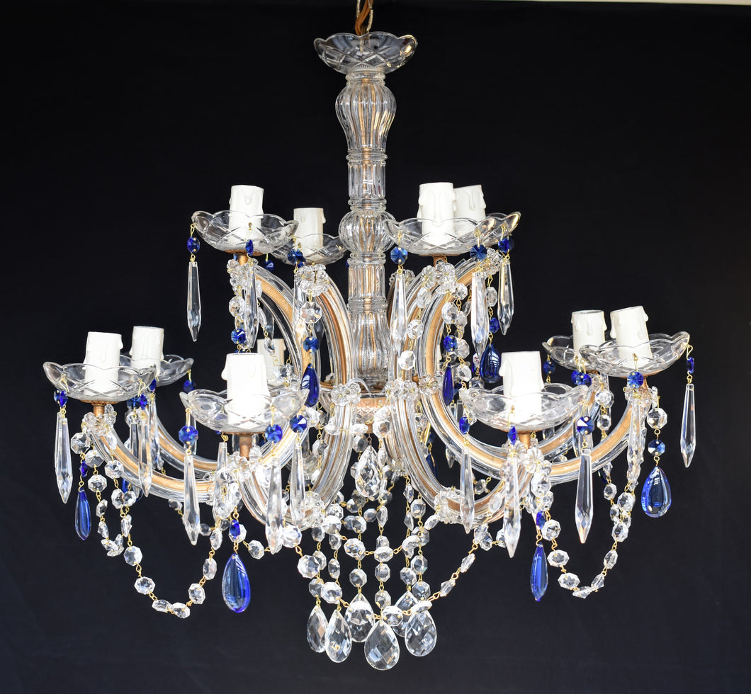 Crystal Marie Therese Chandelier with blue crystal accents