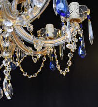 Load image into Gallery viewer, Crystal Marie Therese Chandelier with blue crystal accents
