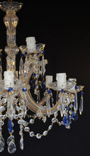 Load image into Gallery viewer, Crystal Marie Therese Chandelier with blue crystal accents
