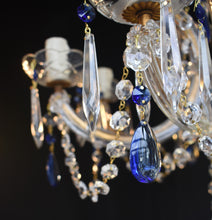 Load image into Gallery viewer, Crystal Marie Therese Chandelier with blue crystal accents
